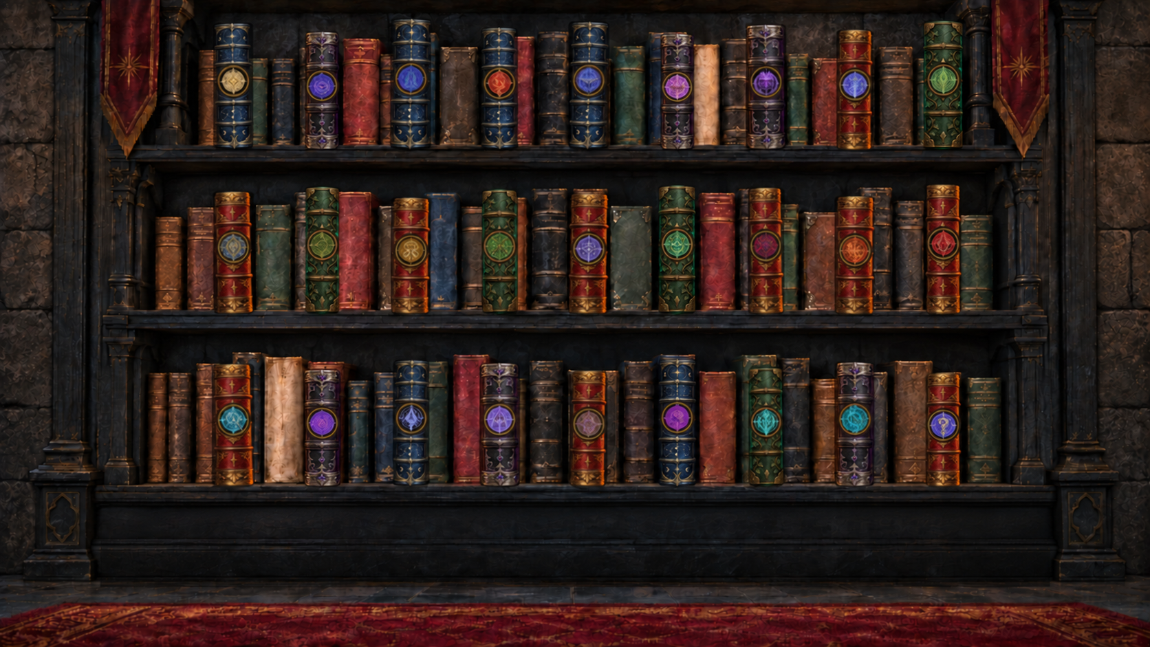 Spellbook library shelves